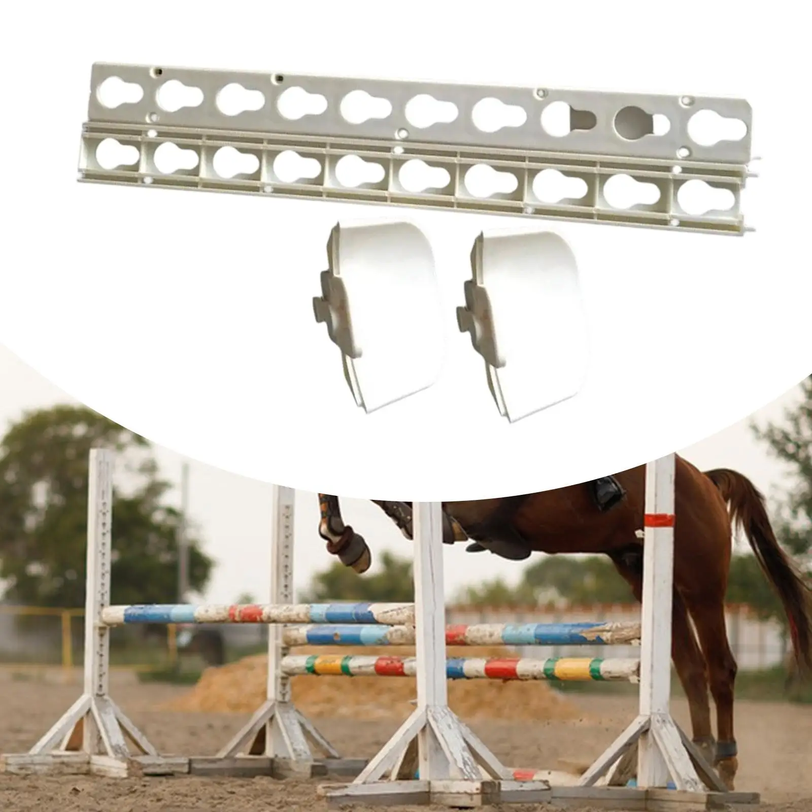 

2Pcs Keyhole Tracks with Jump Cup Holder Jumping Cup Support for Pinless Cup Outdoor Activities Equestrian Competition Training