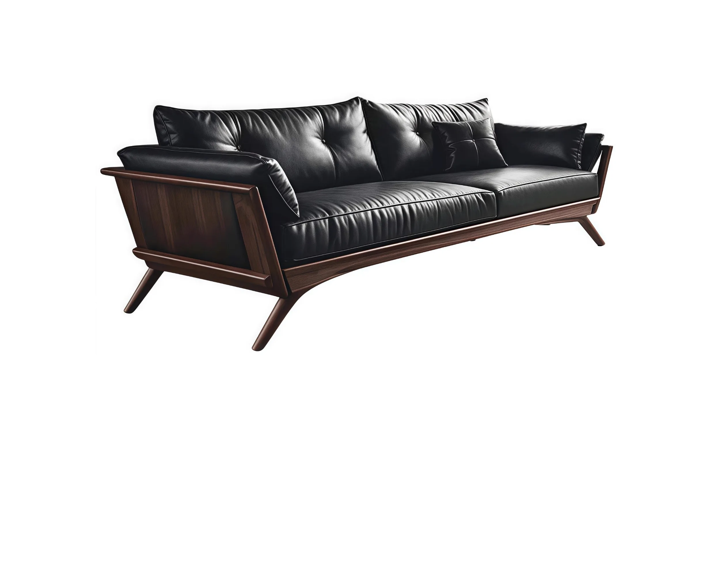 

New Chinese-style solid wood sofa simple Nordic black walnut solid wood new high-end living room villa hotel club furniture
