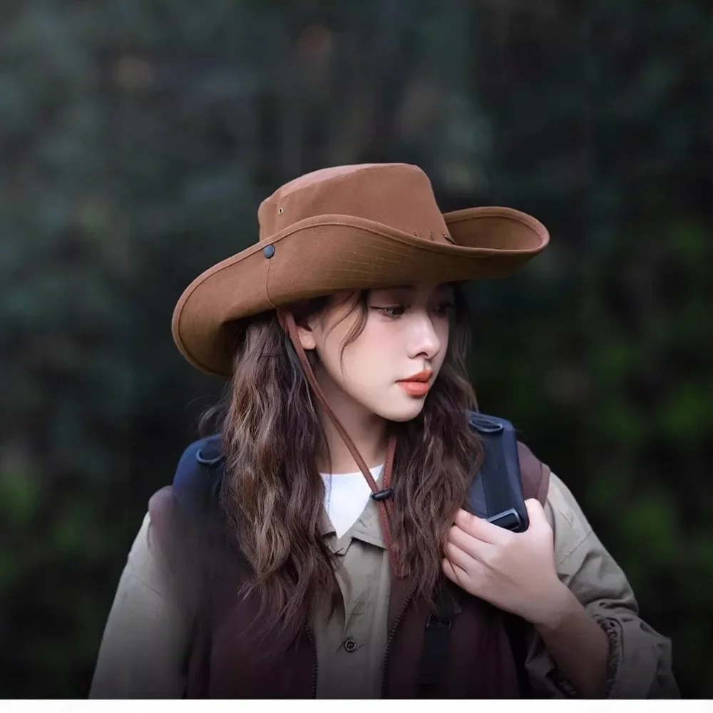 1 Retro Western Cowboy Hats Climbing Outdoor Fisherman Hats Men's and Women's Climbing Hats Hiking Sunshade Hats
