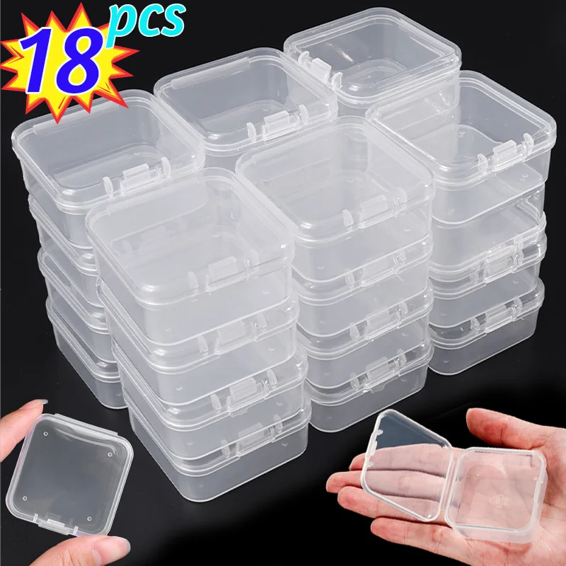 Mini Transparent Square Plastic Boxes for Earrings Jewelry Packaging Storage Container Small Boxes Jewelry Organize Display Case