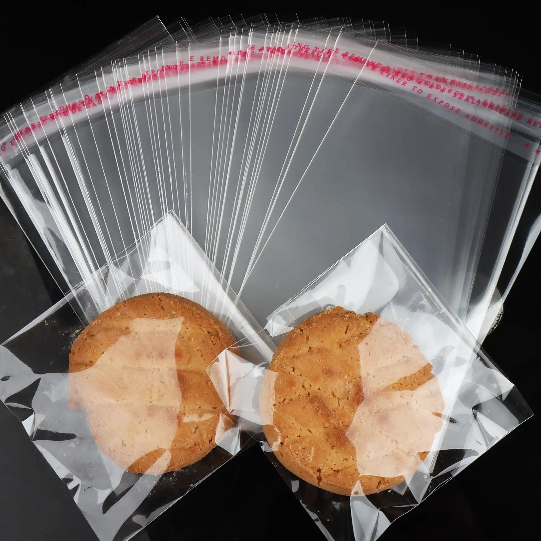 Clear Self Sealing Cellophane Bags 100 Pcs Cookie Bags Resealable Cellophane Bag for Packaging Cookies, Candy and Products