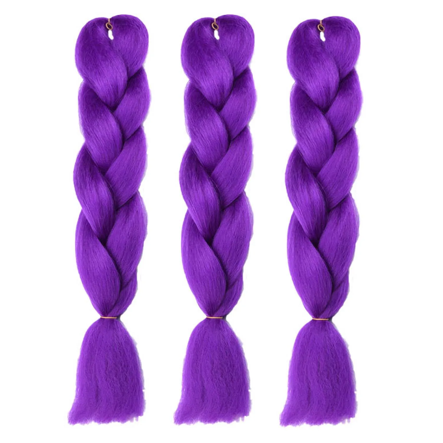 وصلات شعر تجديل أرجوانية صناعية بطول 24 بوصة لضفائر الكروشيه DIY جديلة ذيل حصان جامبو، تصفيفة شعر رومي، شعر متعدد الألوان