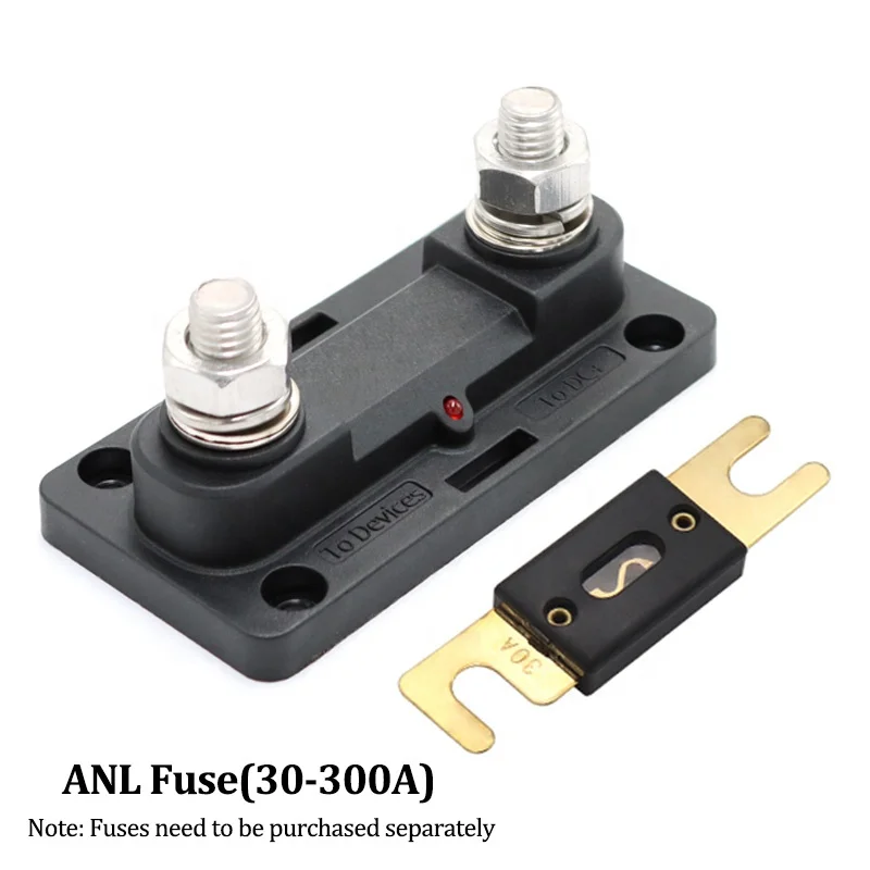 24v Heavy Duty M10 Bolt Down Anl Fuse Block Holder With Red LED Indicator Light