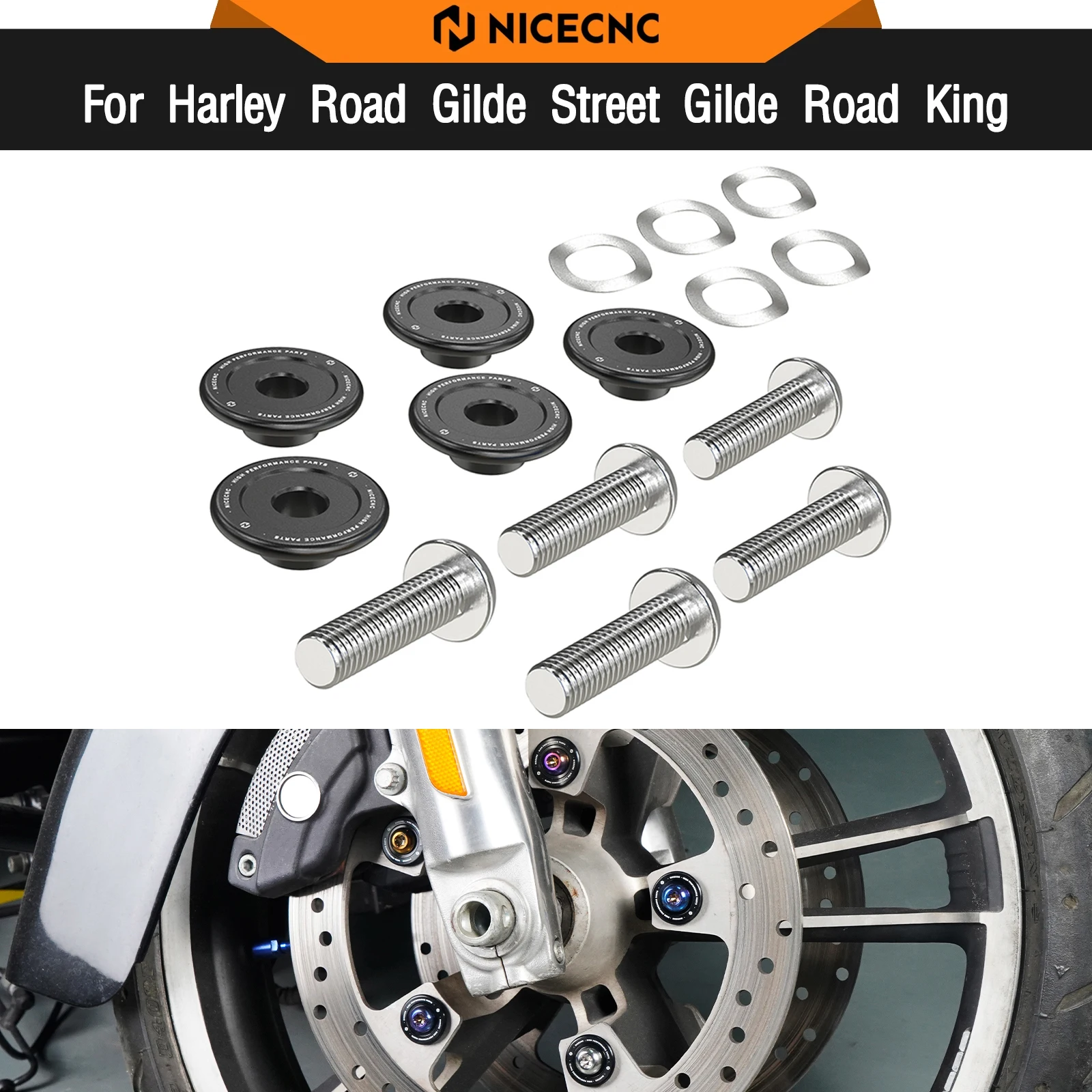 

For Harley Street Glide FLHX 2009-2022 Front Brake Disc Rotor Bolts Road King FLHR Road Glide FLTRX Ultra Limited FLHTK FLHTC