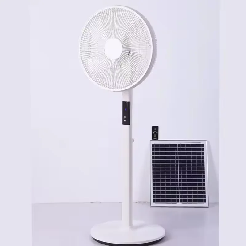 

16-Inch Solar AC/DC 12V Rechargeable Stand Fan with 32 LED Light & Remote Control Solar Charging Floor Fan