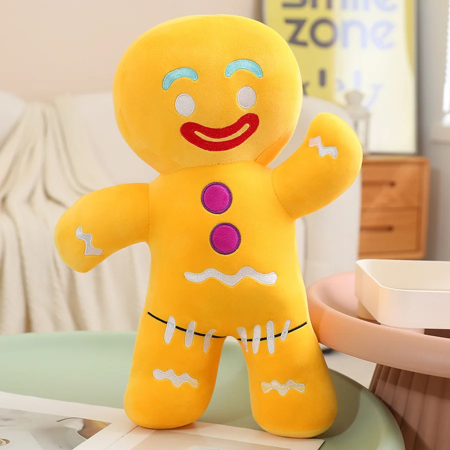 Christmas Gingerbread Man Pillow Gingerbread Plush Stuffed Pillow Fun Gingerbread Shaped Decorative Throw Pillows for Sofa Cushi