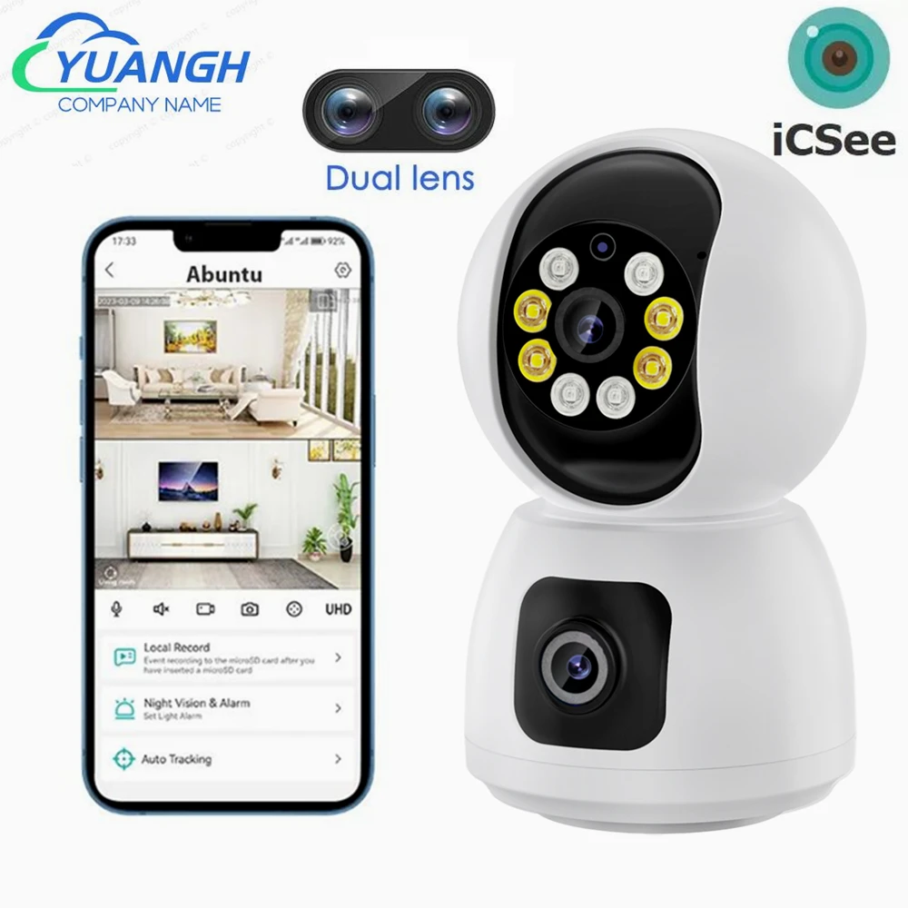 

6MP ICSee Dual Lens MINI WIFI Camera Dual Screen Color Night Vision Security Protection Wireless Surveillance Camera