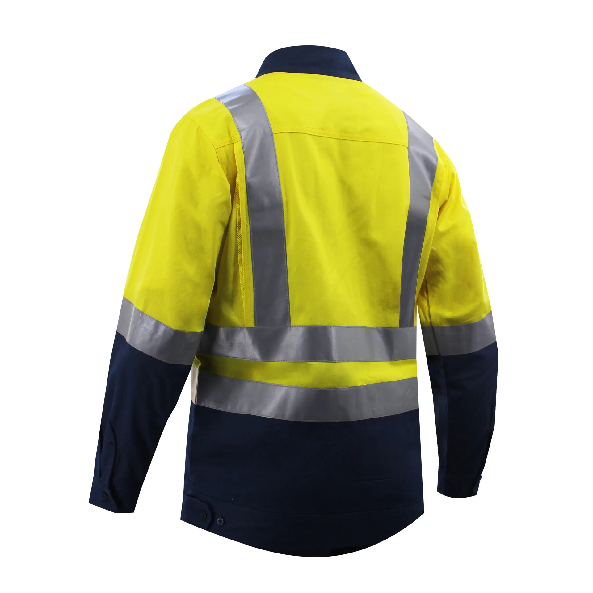 Puur Katoen Hi Vis Veiligheid Werkkleding Twee Tonen Werk Poloshirt Reflecterende Polo Lange Mouw Met Zakken Monteur Reparateur