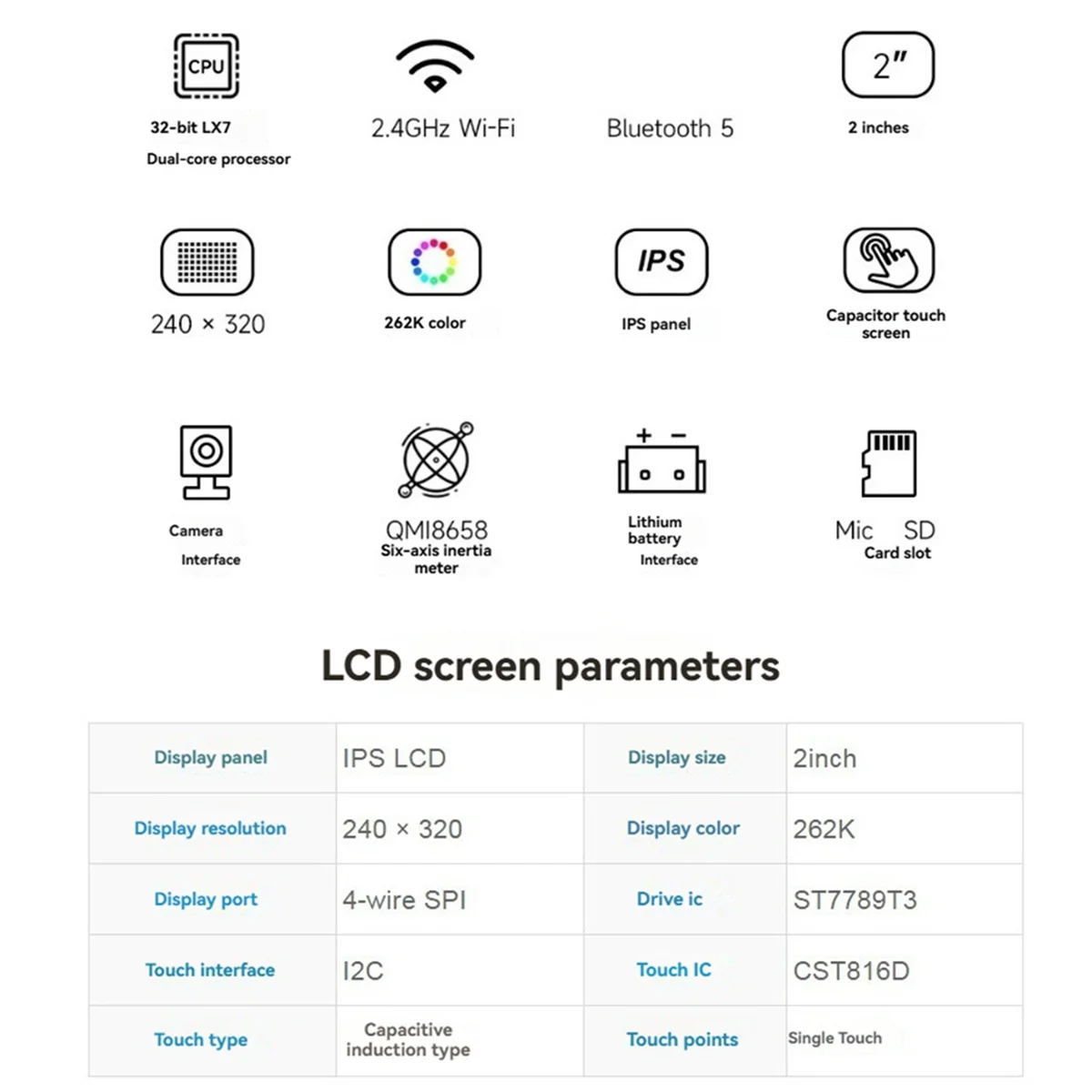 ESP32-S3 2 بوصة لوحة تطوير العرض 480x640 RGB شاشة عرض تعمل باللمس بالسعة تدعم واي فاي وبلوتوث #3