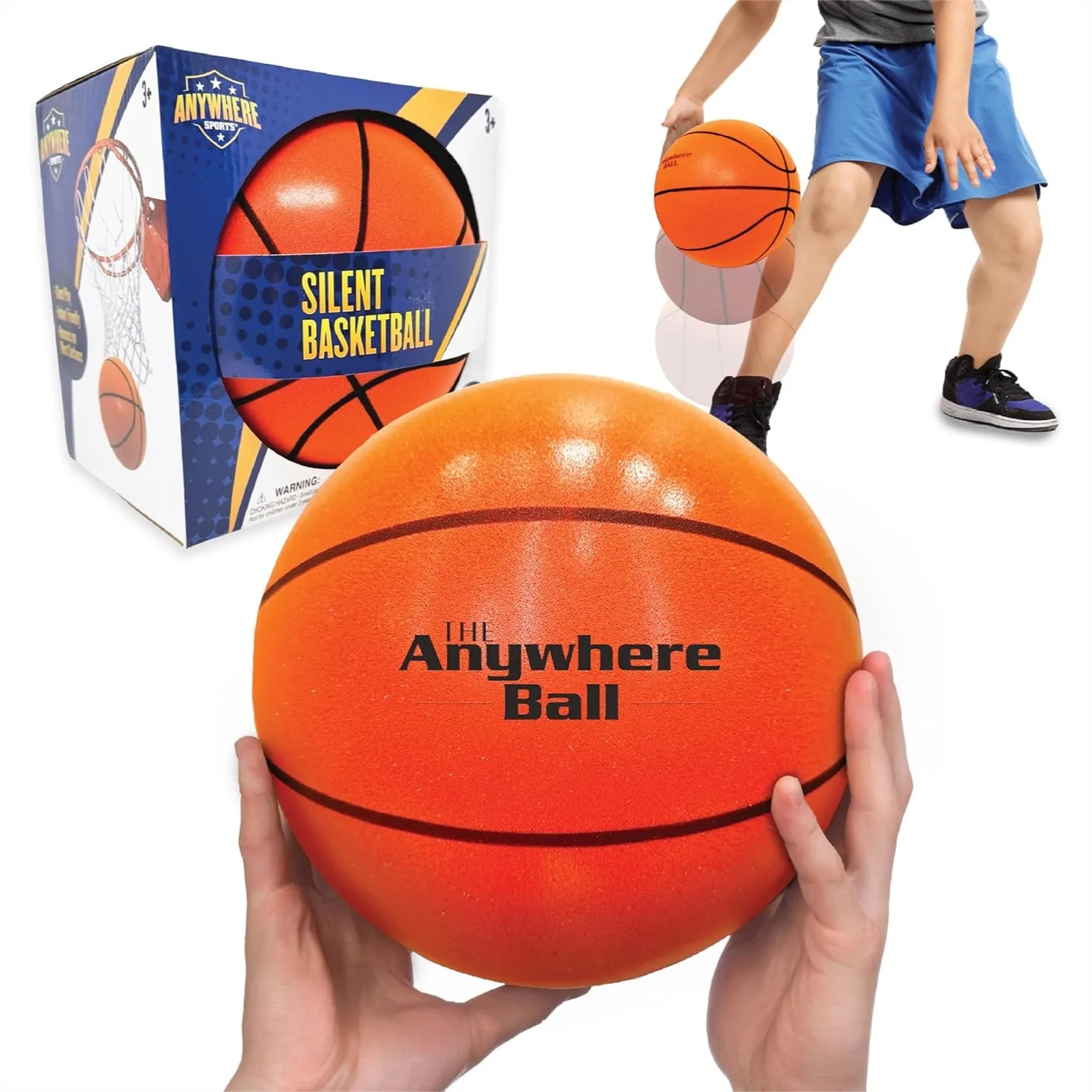 

Silent Basketball, Anywhere Ball Airless Foam for Indoor Training Dribbling Realistic Bounce Official Size 7 Quiet Practice