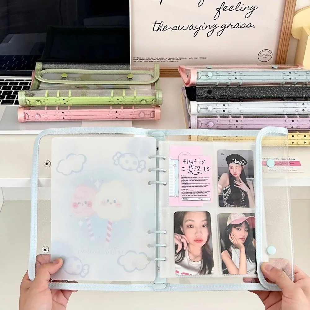 

Ins PP A5 Binder Cover DIY Double-Buckle Album Book Loose Leaf Small Card Booklet Kpop Organizer Holder