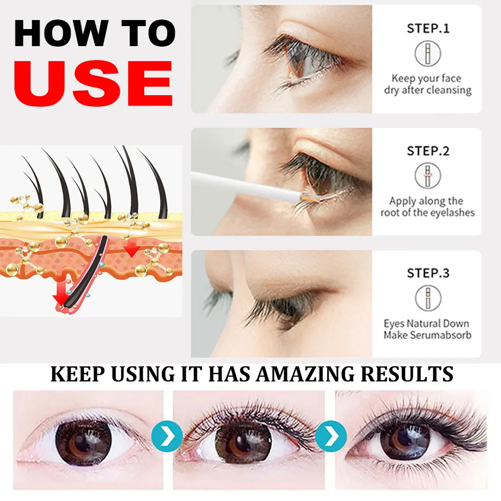 Natural Eyelash Growth Serum Nourishing Fast Eyelashes Enhancer Longer Thicker Fuller Lashes Eyebrows Lift Eye Care Products