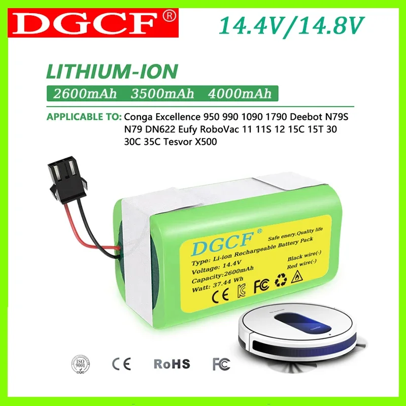 

14.4V/3500mAh Li-ion Battery for Cecotec Conga 950/990/1090 | Compatible with Ecovacs Deebot 601/605, Eufy 35C