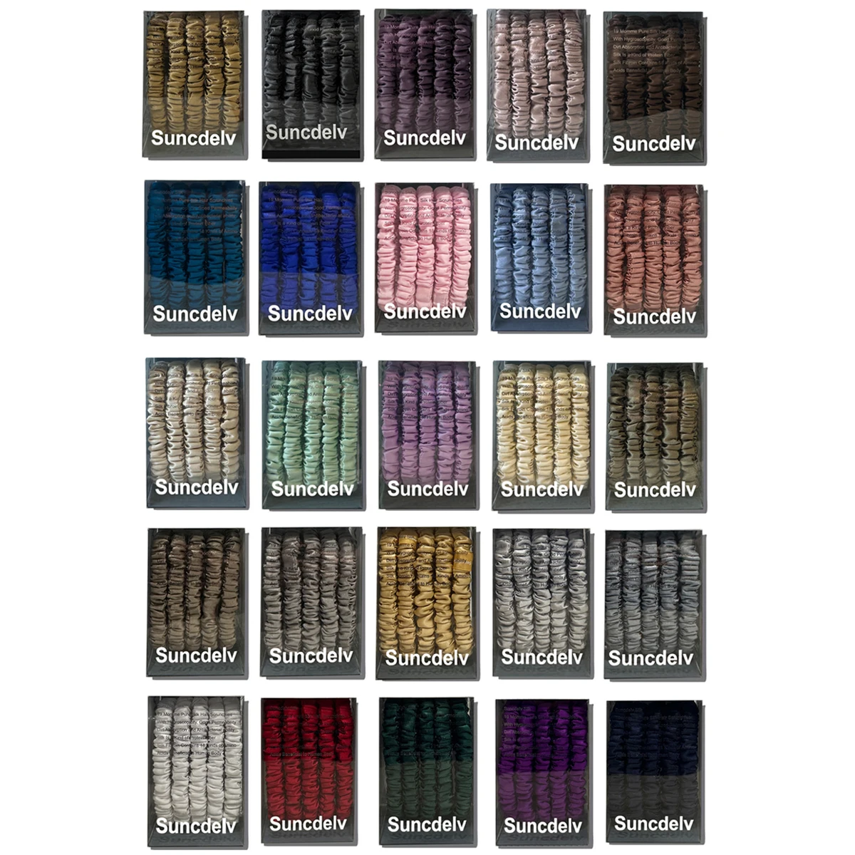5PCS Box 100% Natural Silk Solid Color Hair Ties High Quality Hair Scrunchies (19Momme) Women Big Hairbands Hair Accessories 25
