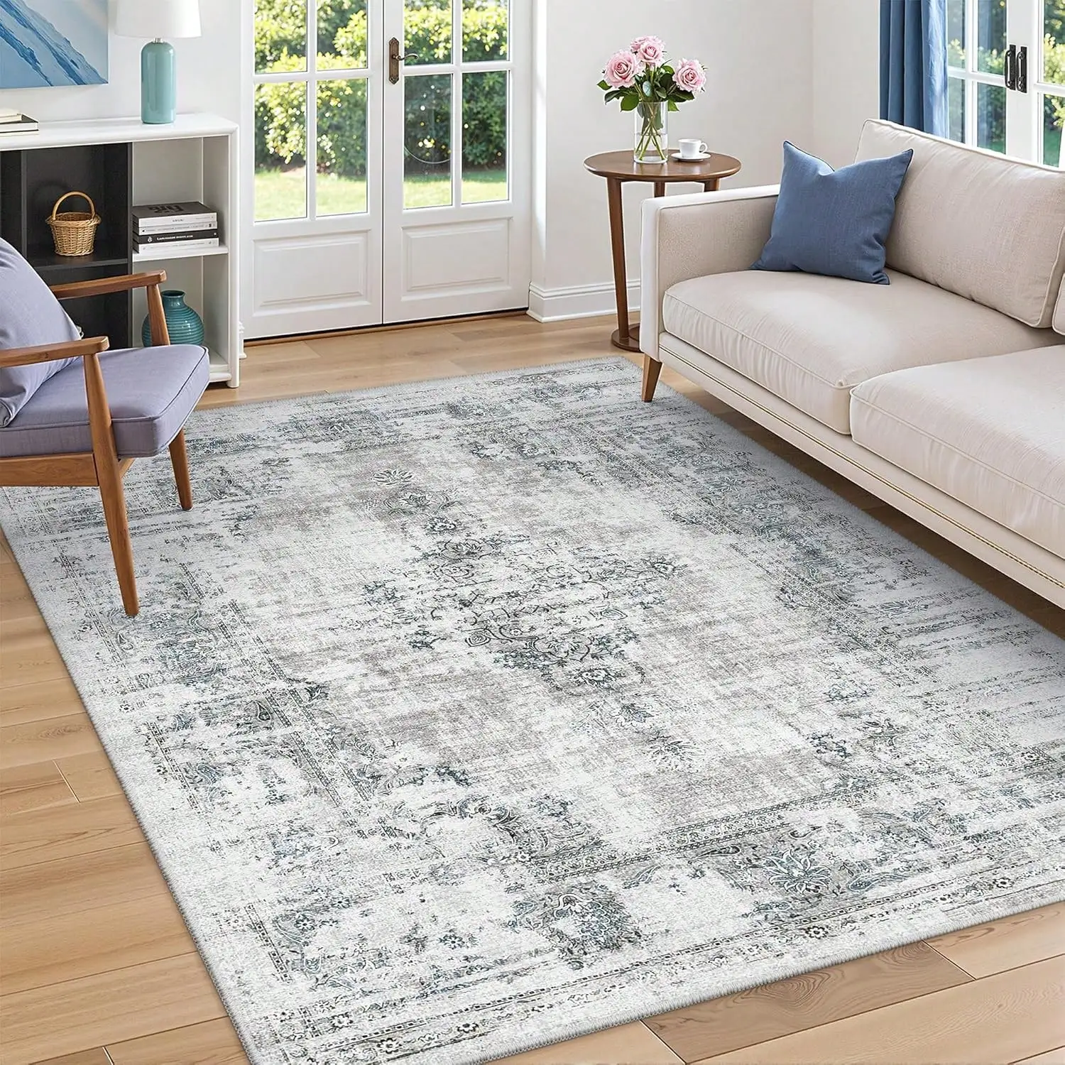 

Soft Large Throw Rug, Thin Carpet For Bedroom Dining Room Farmhouse