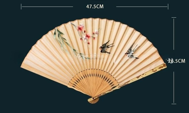 Vintage Su Embroidery Fan, Silk Folding Fan for Women Hanfu Qipao, Classical Dance & Performance