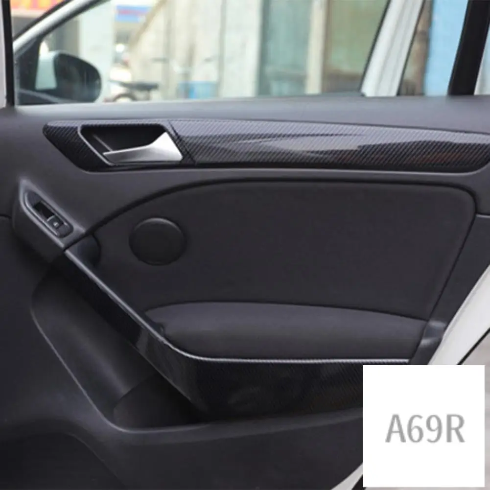 

A69R-Carbon Fiber Car Interior Door Armrest Pull Handle Strip Cover Trim For Golf 6 MK6 -2008-2012 Accessories