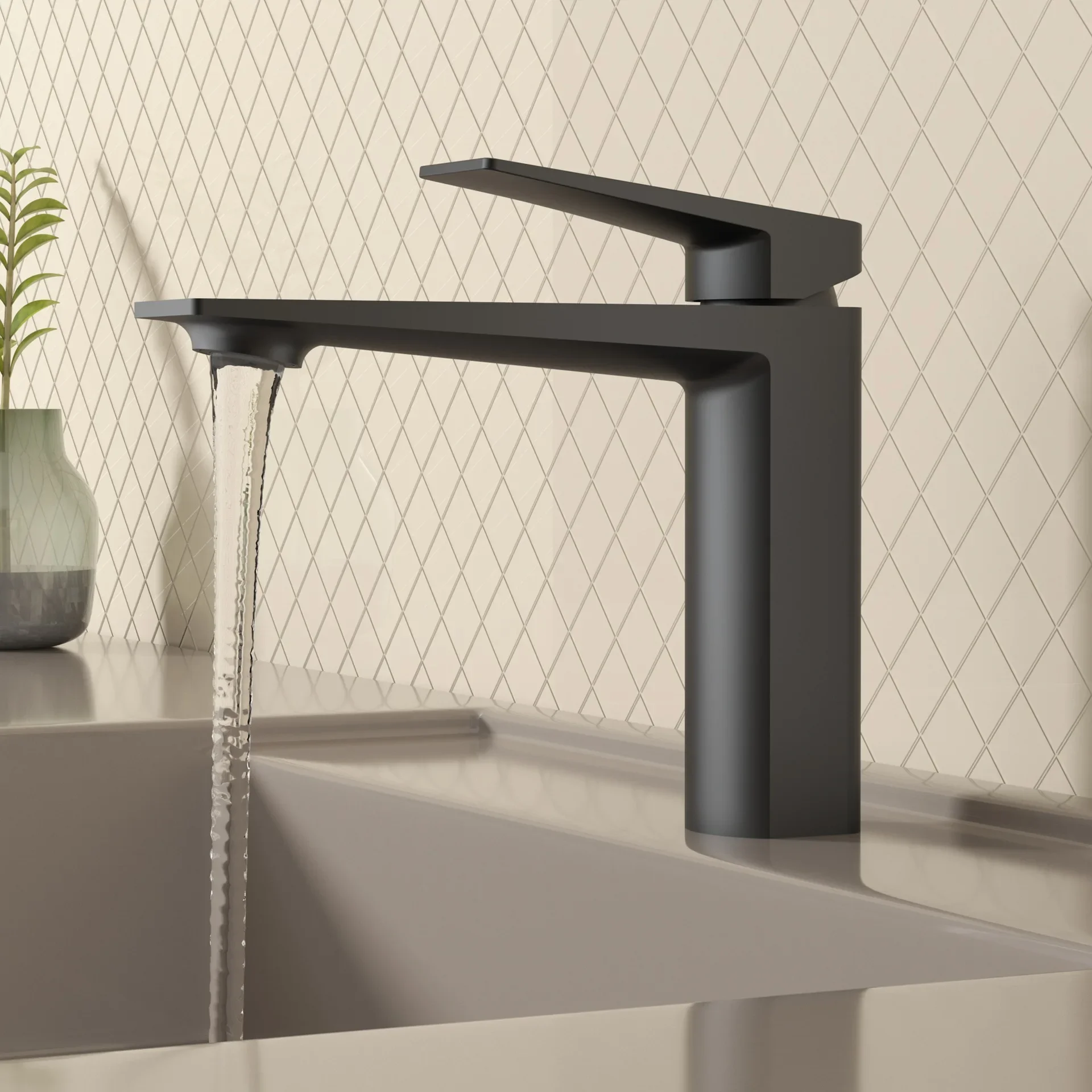 Gun gray bathroom cabinet dedicated faucet, all copper bathroom basin, high-end washbasin, hotel engineering brushed gold