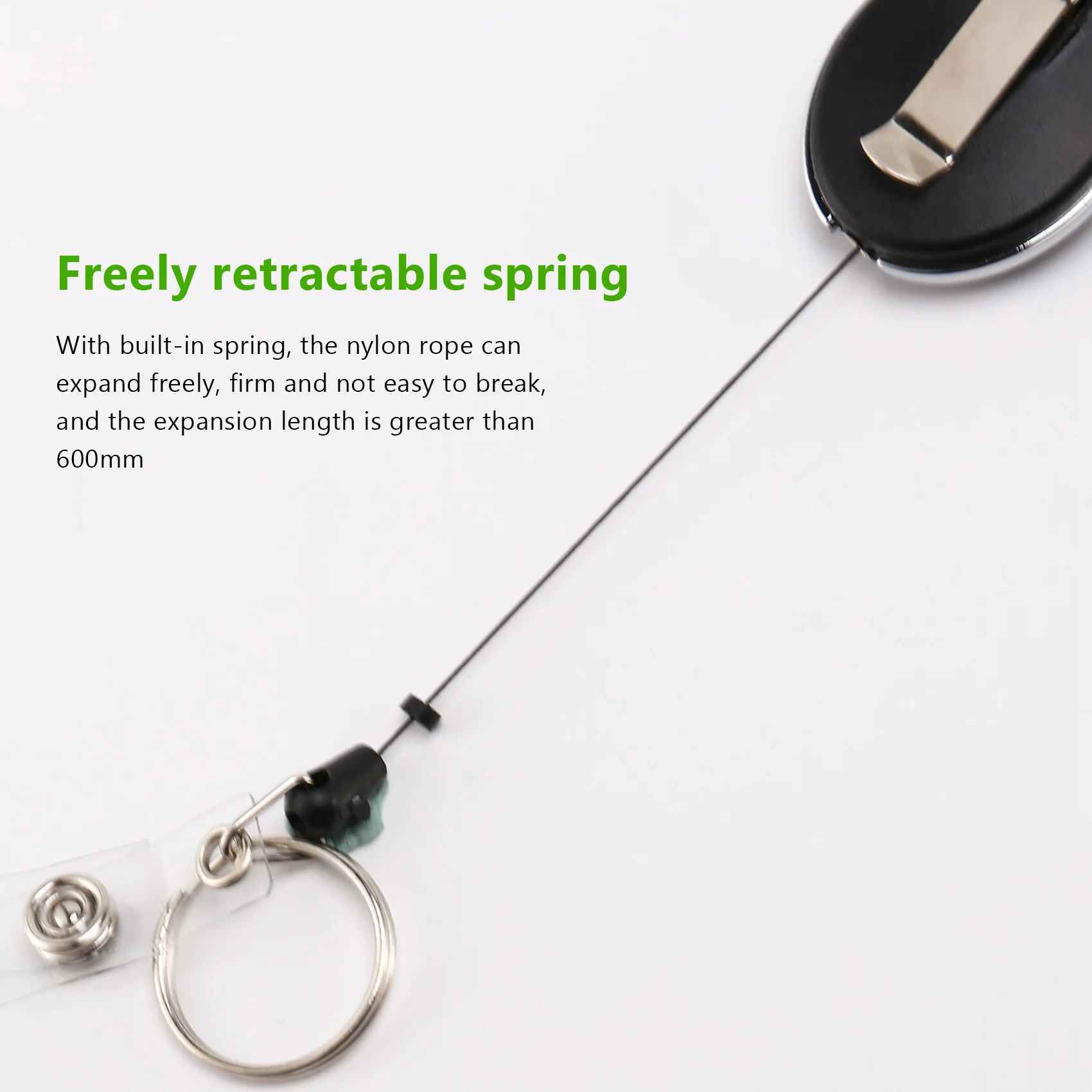 2 Pcs Badge Tether With Clips Retractable Badge Reel Carabiner Reel Clip Card Holders For ID Card Key Badge Holder