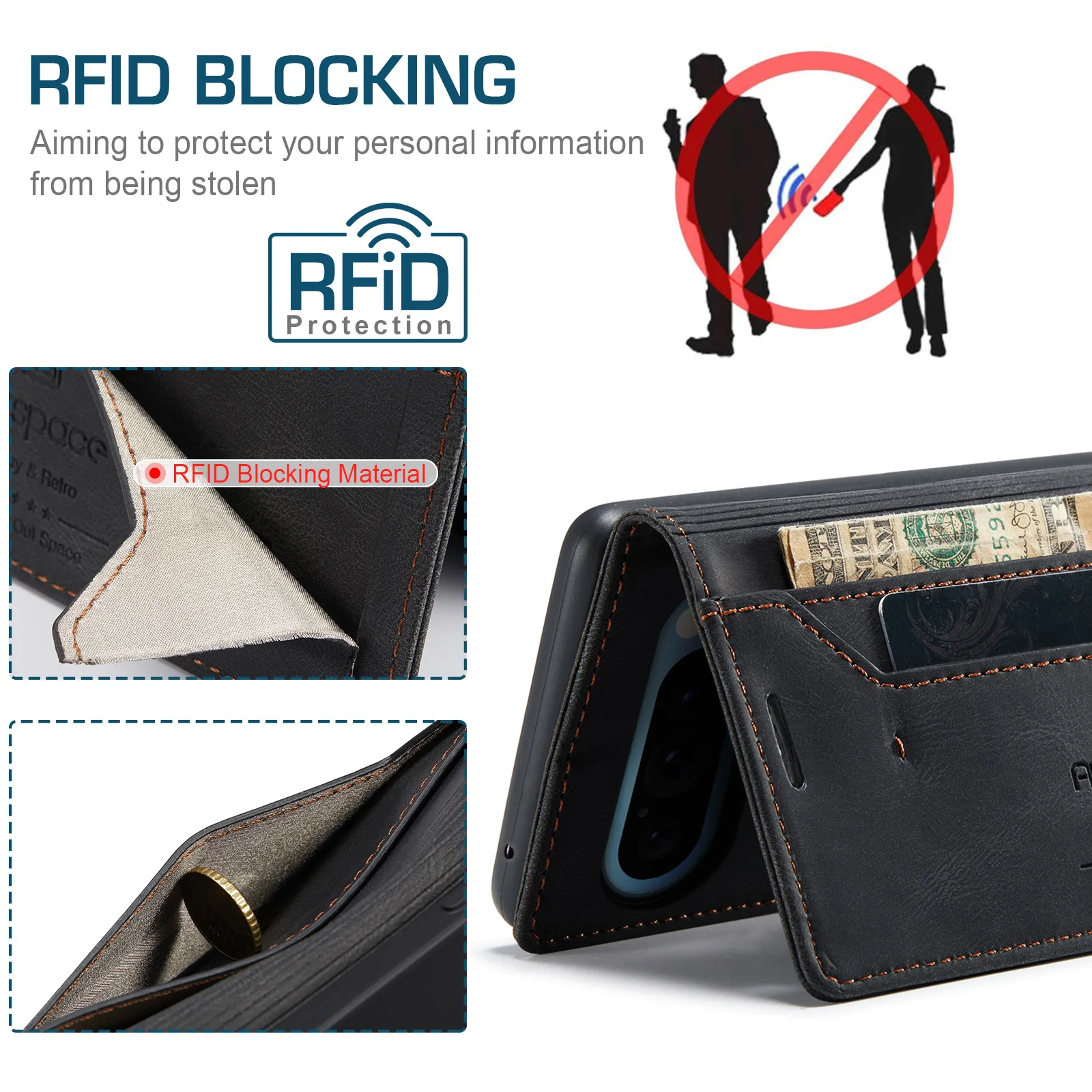 حافظة جلدية مغناطيسية فاخرة لهاتف جوجل بيكسل 9 10 ProXL 9A 8A 7A محفظة أعمال قابلة للطي فتحة للبطاقات غطاء لبيكسل 8 9 10 Pro #5