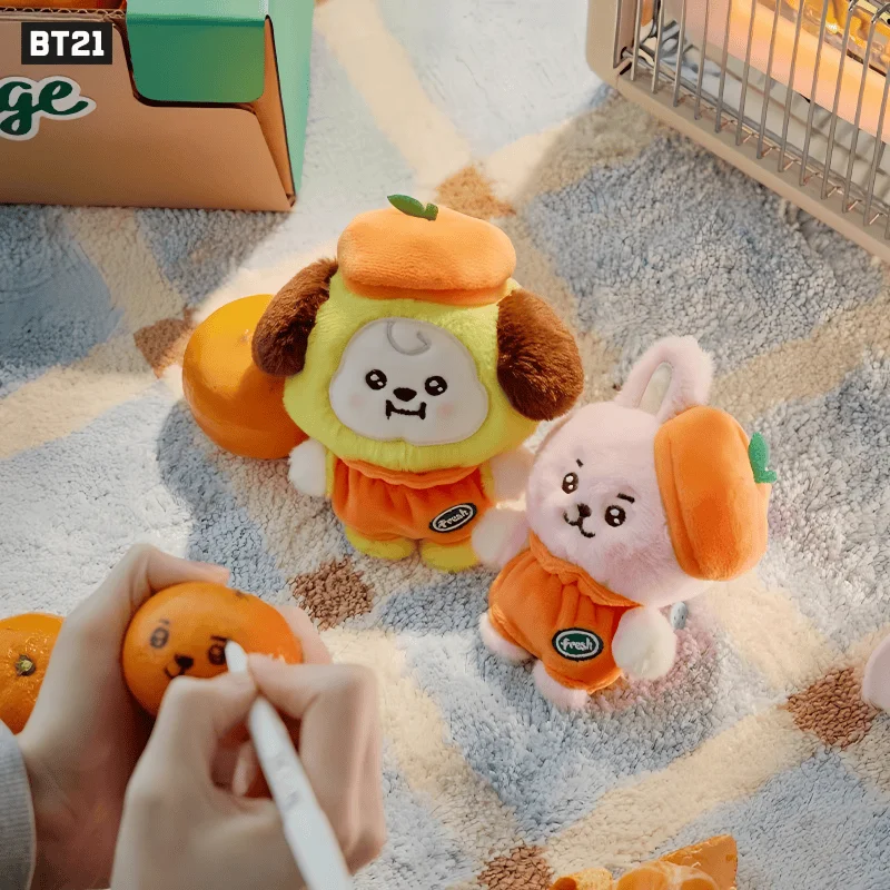 Nouveau BT21 13 cm Orange série jouets en peluche Anime dessin animé en peluche porte-clés sac à dos pendentif BTS périphériques animaux en peluche poupée cadeau