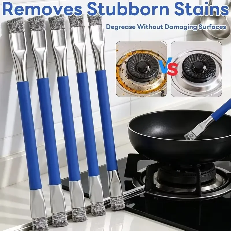 Stainless Steel Cleaning Brush Double Head Wire Brush Anti-Static Safe Circuit Board Repair Brush Kitchen Pot Rust Removal Tool