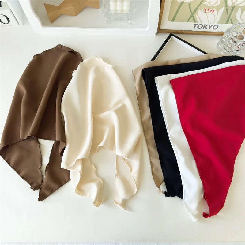 Women's Solid-Color Fabric Oversized Triangle Headscarf, Headwear, Fashionable and Trendy Headscarf and Headband for Girls