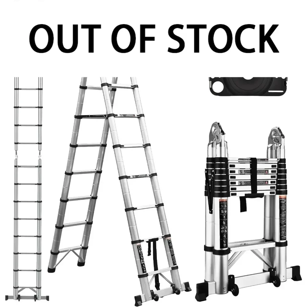 Telescoping Ladder, 16.5 Ft A Frame Extension Ladder, Portable Collapsible RV Ladder, Aluminum Telescopic Ladder,Folding Ladders