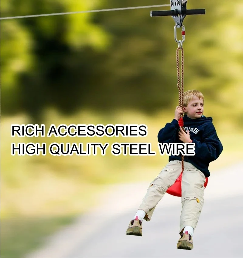 فرامل الربيع وعربة المقعد مع الفولاذ المقاوم للصدأ للأطفال والكبار 100 قدم 120 قدم للأطفال في الهواء الطلق مجموعة أسلاك بسحاب. #6