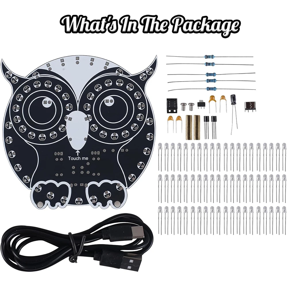 Soldering Learning Kit Touch Control Owl LED Light Electronic Practice Kit With 3 Lighting Modes for Beginners STEM Education 2