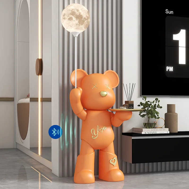 Violent bear, moon lamp, storage floor, large ornament, next to the TV cabinet, by the sofa