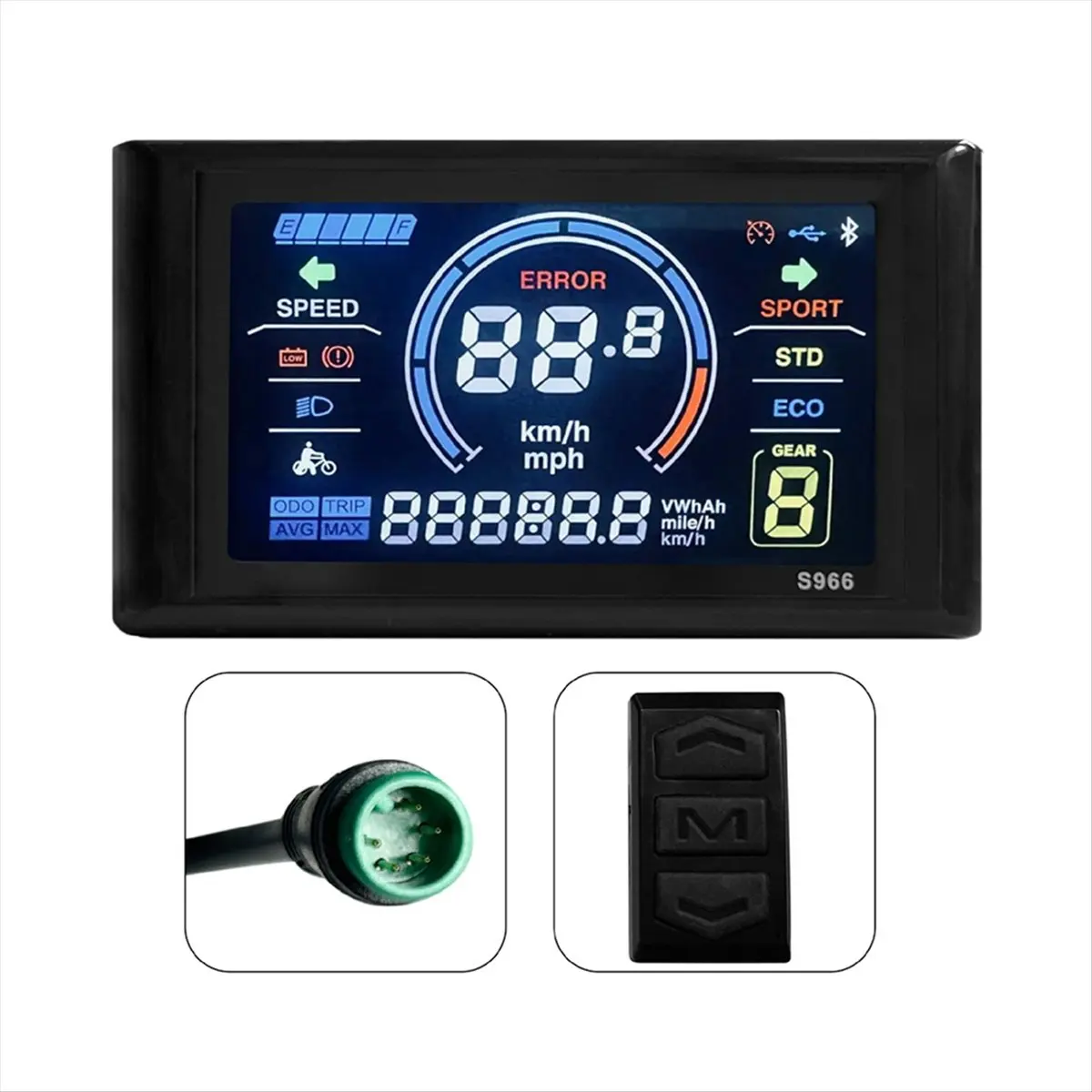 

(AD10) ЖК-дисплей для электровелосипеда 24-72В, 5-контактный, LCD-S966, умный цветной экран, водонепроницаемый, совместим с контроллером протокола №2