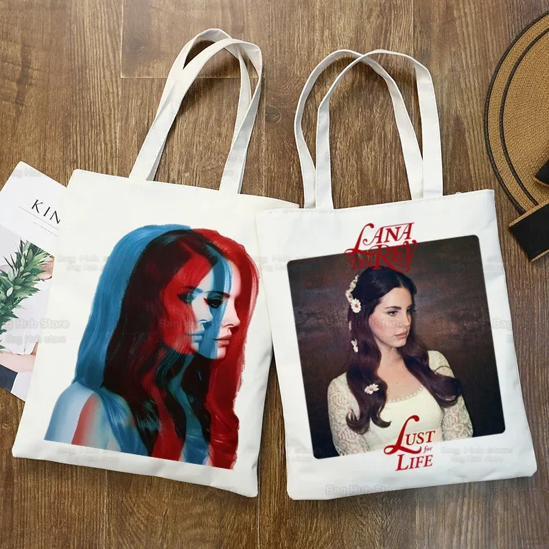 Lana Del Rey Singer Fans Women Canvas Shoulder Bag Canvas Tote Eco Just for Life Shopping Bag Canvas Tote Bag HandBag Daily Use