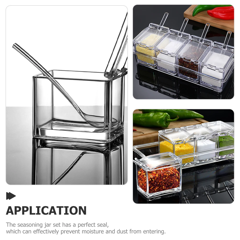 

1 set 1 Set Seasoning Jar Set Leakproof Spice Storage Box Condiment Container With Lids Household Sugar Salt Coffee Container