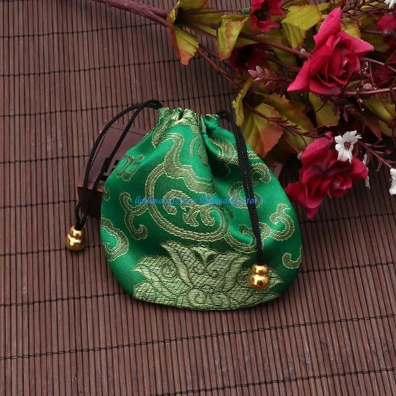 

573B Silk Brocade Jewelry Drawstring Gift Bags Coin Purse Embroidered Candy Chocolate Bag for Wedding Party