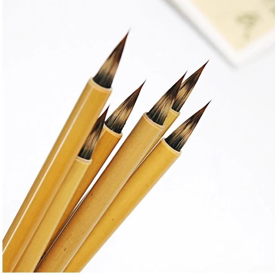 Professional Wolf & Rabbit Hair Small Script Calligraphy Brush | Handmade Multiple Hair Xuan Paper Brush for Writing & Painting