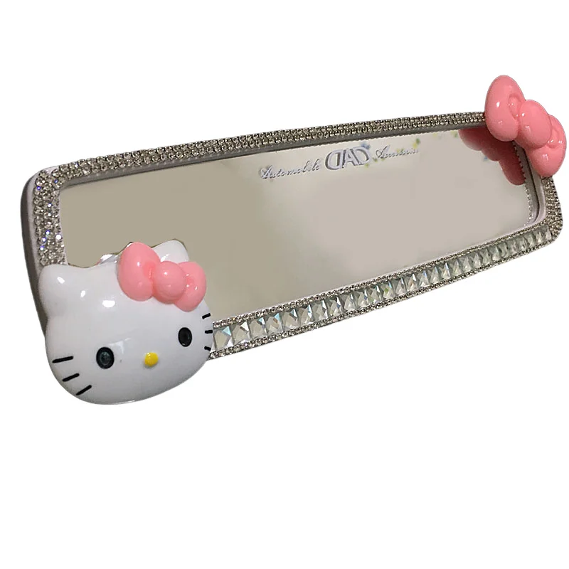 Sanrio Hello Kitty Rearview Mirror Korean Version of Car Interior Products Decoration with Diamonds Women's Car Cute Accessories - view 6