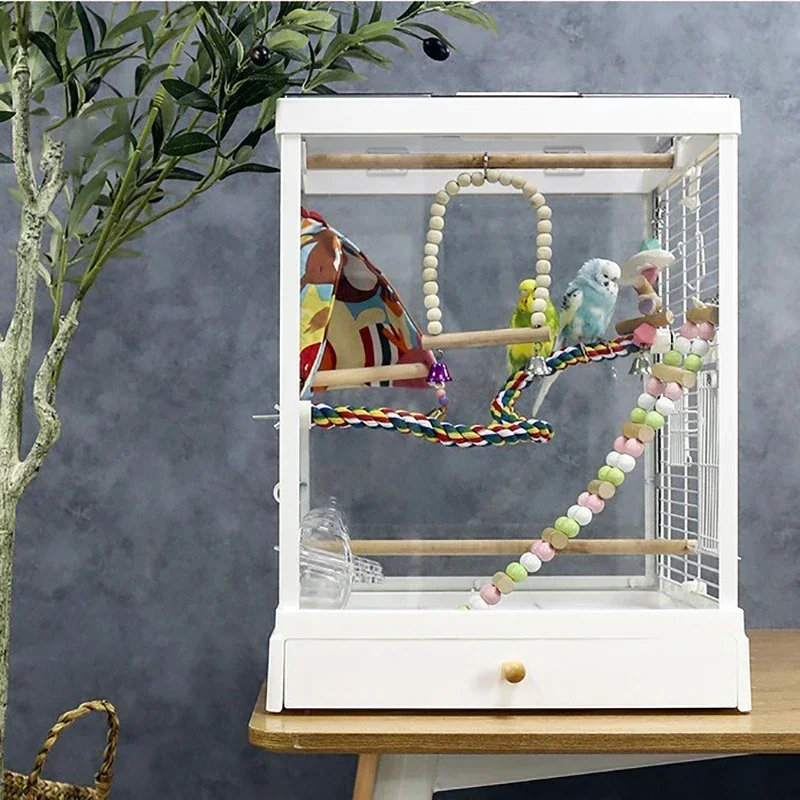 

Modern Iron Bird Cages for Outdoor Transparent Large Capacity Panoramic Birdcage Creative Simple Design Bird House for Pet Shop