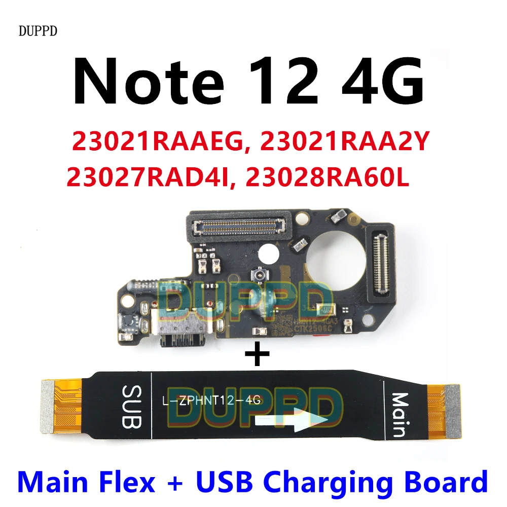

USB-плата для зарядки для Xiaomi Redmi Note 12 4G, разъем, порт для зарядного устройства, док-станция, основная плата, материнская плата, гибкий кабель, микрофон 33 Вт