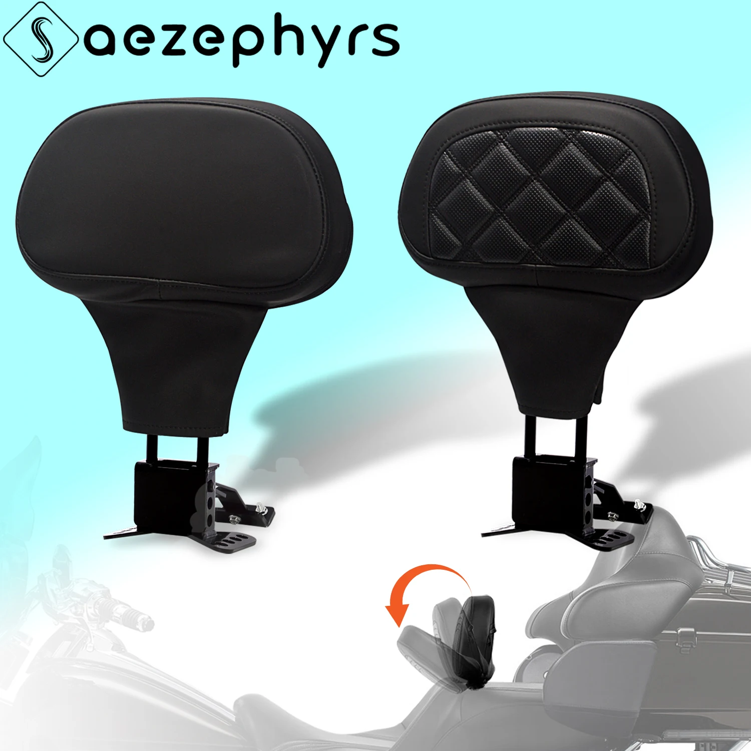 

Motorcycle Front Driver Rider Seat Backrest Pad Mounting Kit Adjustable for Harley Touring Road King Electra Street Glide FLHX