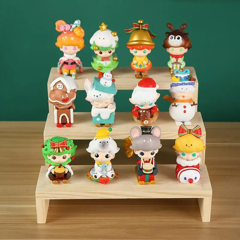 Desktop Blind Box Wooden Storage Box Jewelry Storage Shelf Bubble Matt Display Rack Ladder Doll Storage Display Cabinet