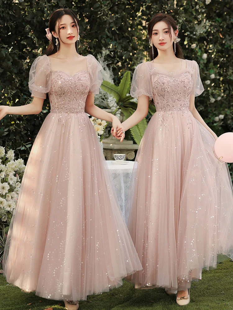 

Pink Maids Dr Elegance New Autumn Winter High End Sister up Host Evening Gown Women Can Wear on Daily Basis