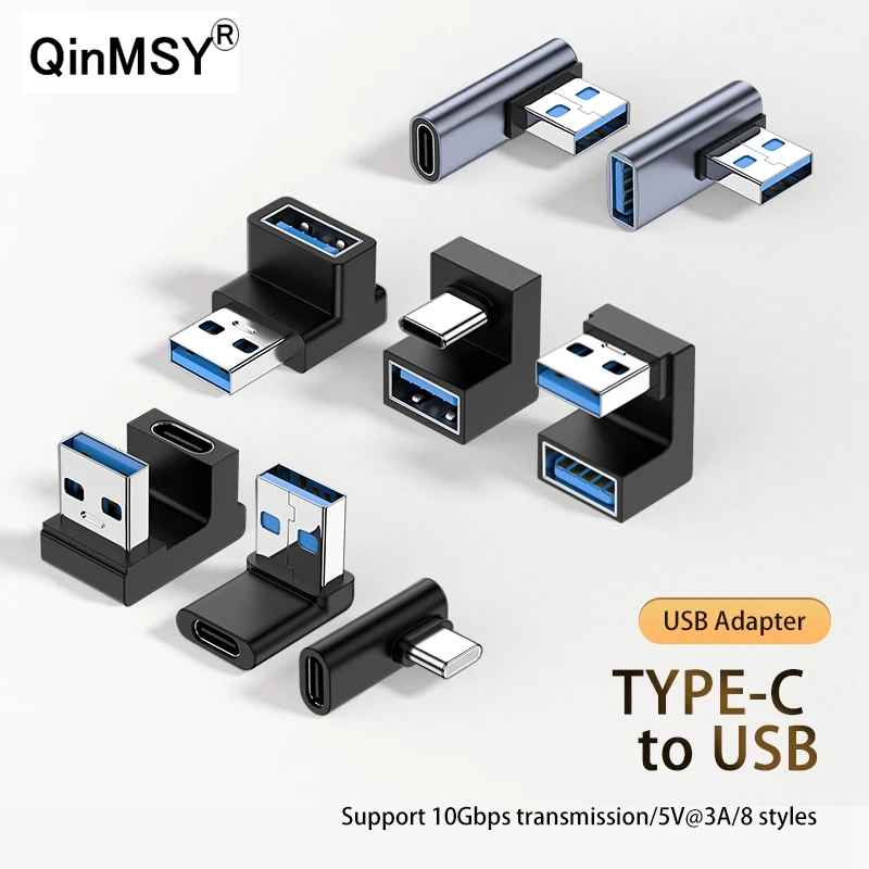 U-shape 10Gbps 90 Degree Angled USB 3.0 TYPE-C Usb-c 10Gbps M/F Cable Adapter A Male To Female Extension Connector 3A Charge