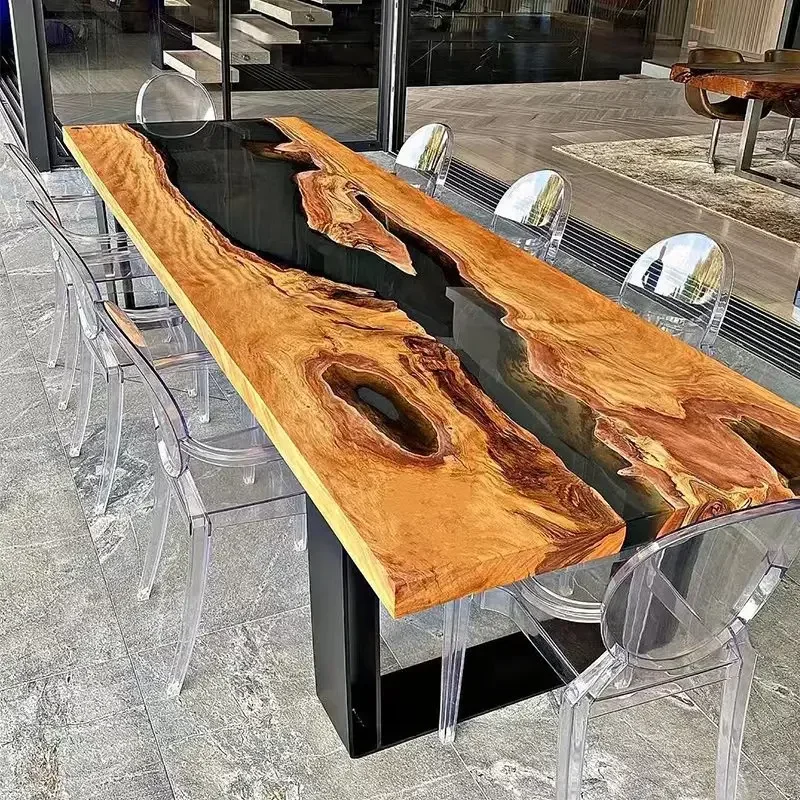 Resin river table epoxy solid wood large walnut rosewood log tea coffee  desktop