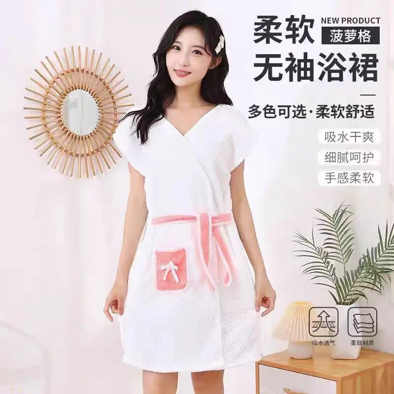 

405g thickened bath towel for home use, suitable for women, can be worn or wrapped, bath dress for adults, with tie strings, abs
