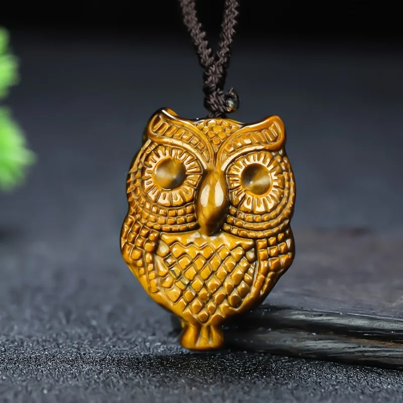 

New Natural Tiger's Eye Stone Owl Pendant, Fashionable and Exquisite Unisex Jewelry