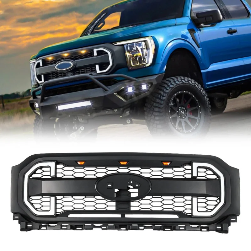 

Suitable for 2021-2023 Ford 150 Raptor model with amber light car accessories, daytime running lights, matte black