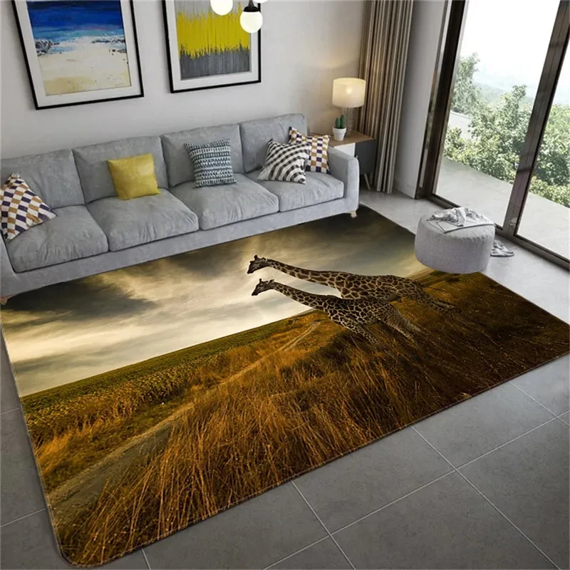 Wild Animal Giraffe Carpet Home Entrance Living Room Decor Carpet Bedroom Rug Kitchen Bath Non-Slip Floor Mat Hallway Doormat