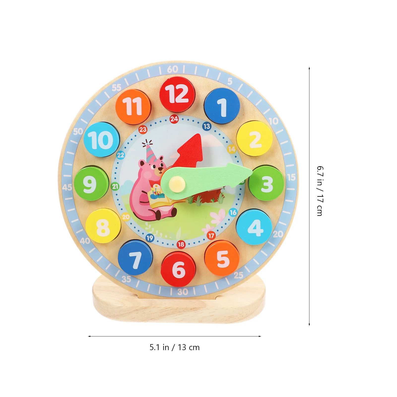 Kids Wooden Clock Learning Educational Number Cognition Creative Interactive Early Education Plaything Colorful Time Teaching