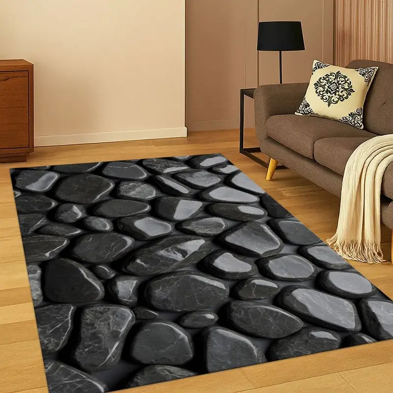Cobblestone Stone Natural Scenery Carpet Rug for Bedroom Living Room Sofa Playroom Doormat Home Decor,Kid Game Area Rug Non-slip